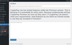 Page screenshot: CryptoPay Lite → Feedback