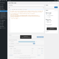 Page screenshot: Custom CSS & JS &rarr; Add Custom HTML