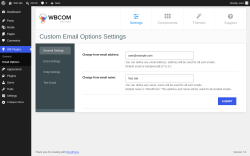Page screenshot: WB Plugins &rarr; Email Options