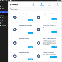 Page screenshot: WB Plugins &rarr; Components