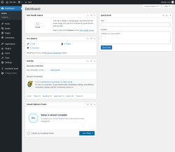 Page screenshot: Dashboard ‹ Test site — WordPress