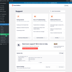Page screenshot: Facebook Feed → Support