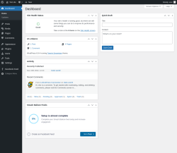 Page screenshot: Dashboard &lsaquo; Test site &mdash; WordPress