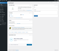 Page screenshot: Dashboard &lsaquo; Test site &mdash; WordPress