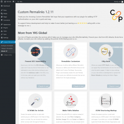 Page screenshot: Custom Permalinks &rarr; About CP