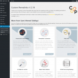 Page screenshot: Custom Permalinks &rarr; About CP