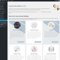 Page screenshot: Custom Permalinks &rarr; About CP