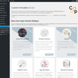 Page screenshot: Custom Permalinks &rarr; About CP