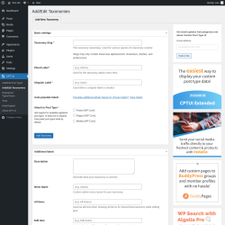 Page screenshot: CPT UI → Add/Edit Taxonomies