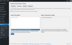 Page screenshot: CPT UI → Tools → Taxonomies