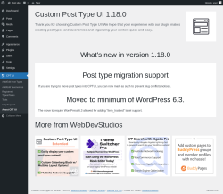 Page screenshot: About CPT UI ‹ Test site — WordPress