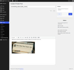 Page screenshot: Settings &rarr; Custom Private Post