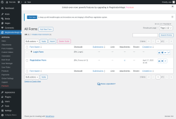 Page screenshot: Forms ‹ Test site — WordPress
