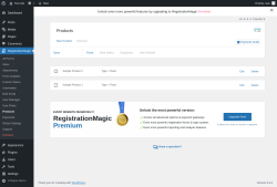 Page screenshot: RegistrationMagic → Products
