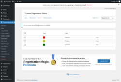 Page screenshot: RegistrationMagic → Custom Status