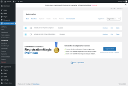 Page screenshot: RegistrationMagic → Automation