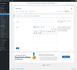 Page screenshot: RegistrationMagic → Bulk Email