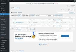 Page screenshot: RegistrationMagic → User Manager