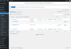 Page screenshot: Forms ‹ Test site — WordPress