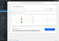 Page screenshot: RegistrationMagic → Custom Status