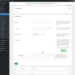 Page screenshot: RegistrationMagic → User Roles
