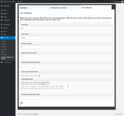 Page screenshot: Settings &rarr; Custom Simple Rss Plugin