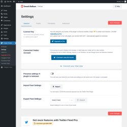 Page screenshot: Twitter Feeds &rarr; Settings 