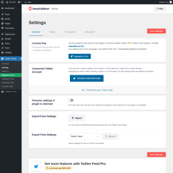 Page screenshot: Twitter Feeds &rarr; Settings 
