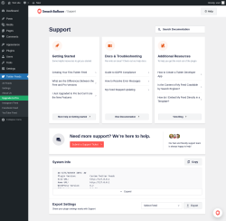 Page screenshot: Twitter Feeds &rarr; Support