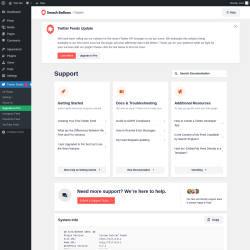Page screenshot: Twitter Feeds 1 &rarr; Support