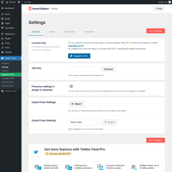 Page screenshot: Twitter Feeds &rarr; Settings 