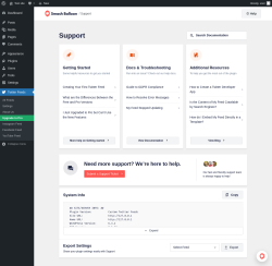 Page screenshot: Twitter Feeds &rarr; Support