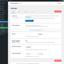 Page screenshot: Twitter Feeds &rarr; Settings 