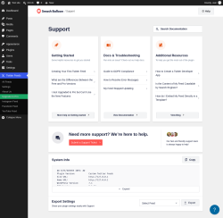 Page screenshot: Twitter Feeds &rarr; Support