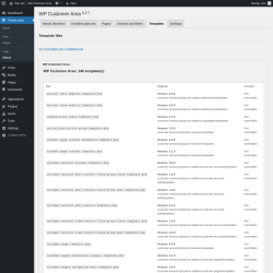 Page screenshot: Private area → Status → Templates