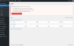 Page screenshot: Private area