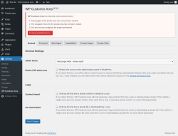 Page screenshot: Settings → WP Customer Area