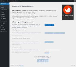 Page screenshot: Install WP Customer Area ‹ Test site — WordPress