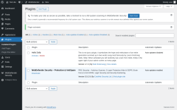 Page screenshot: Plugins ‹ Test site — WordPress