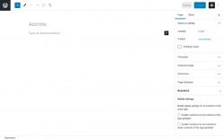 Page screenshot: Add New Page ‹ Test site — WordPress