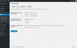 Page screenshot: Reactions → General settings