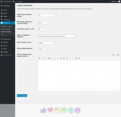 Page screenshot: Reactions → Graphic settings