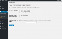 Page screenshot: Reactions → General settings
