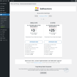 Page screenshot: Reactions → Upgrade  ➤