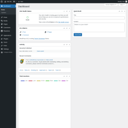 Page screenshot: Dashboard ‹ Test site — WordPress