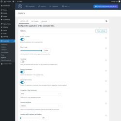 Page screenshot: Autolinks → Options