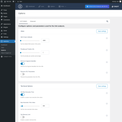 Page screenshot: Interlinks → Options
