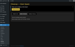 Page screenshot: Dam Spam &rarr; Cleanup &rarr; Delete Comments