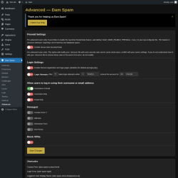 Page screenshot: Dam Spam &rarr; Advanced