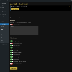 Page screenshot: Dam Spam &rarr; Allowed